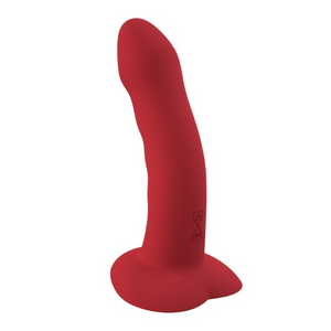 ​Big Heart דילדו רוטט מעוקל עם עיצוב גלי בצבע אדום לוהט נצמד עם בסיס לסטרפאון 16.5 ס"מ ToyBox​