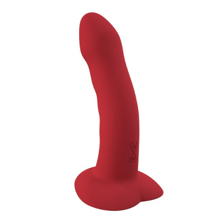 ​Big Heart דילדו רוטט מעוקל עם עיצוב גלי בצבע אדום לוהט נצמד עם בסיס לסטרפאון 16.5 ס"מ ToyBox​