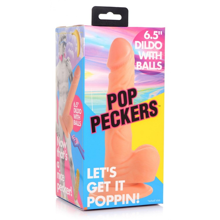 Pop Peckers דילדו בהיר במראה פאלי דמוי פין 16.5 ס"מ
