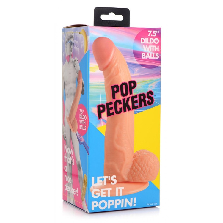 Pop Peckers דילדו בהיר מעוקל 19 ס"מ