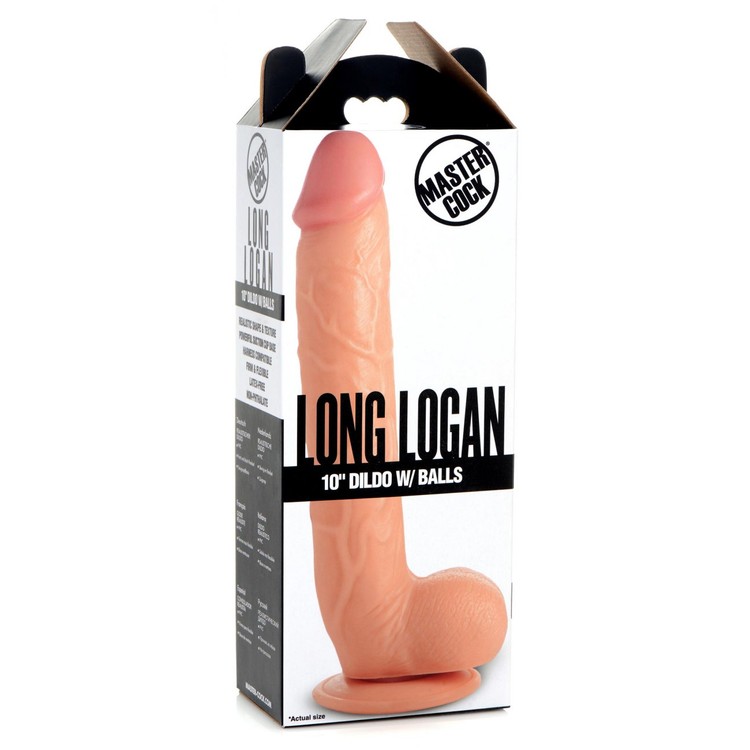 Long Logan דילדו PVC בהיר גדול ריאליסטי עם אשכים