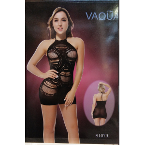 שמלת מיני רשת שחורה VAQUA