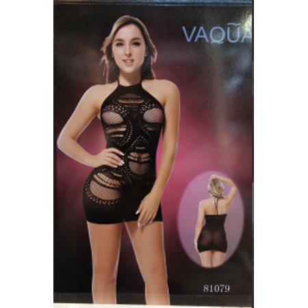 שמלת מיני רשת שחורה VAQUA
