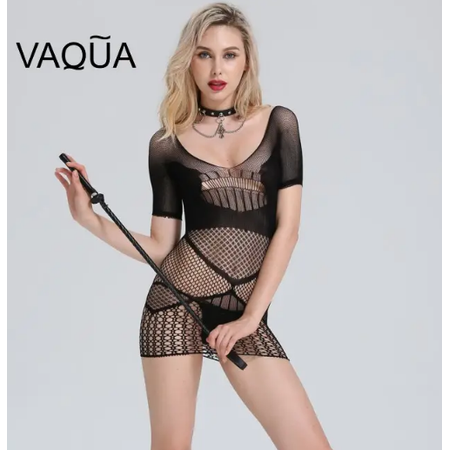 Fetish Party Fishnet Dress with Sleeves Vaqua Lingerie