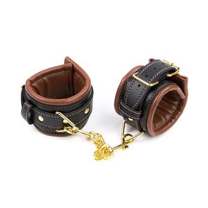 Naughty Toys Faux Leather Padded Brown Black Handcuffs