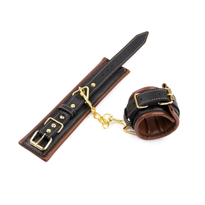 Naughty Toys Faux Leather Padded Brown Black Handcuffs
