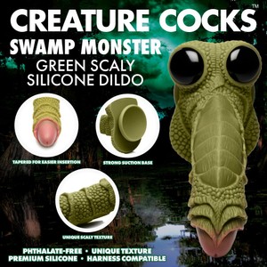 Swamp Monster דילדו סיליקון מחוספס בדמות מפלצת ירוקה Creature Cocks