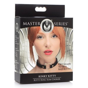 Kinky Kitty קולר שחור עם טבעת בצורת חתול Master Series