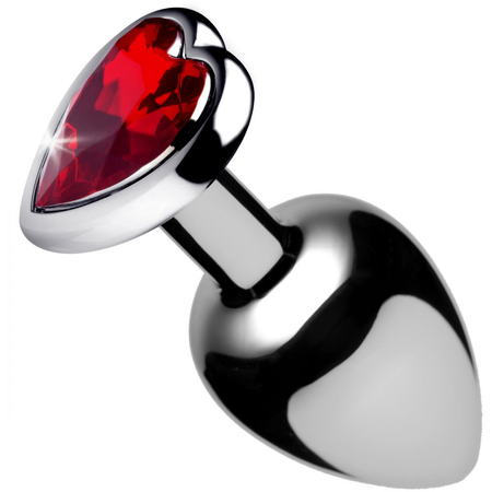 Booty Sparks Pink Gem Metal Anal Plug with Red Heart Diamond