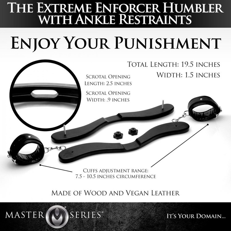 The Extreme Enforcer Humbler מתקן עינוי והשפלה לאשכים עם אזיקי רגליים Master Series