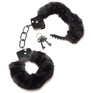 Cuffed in Fur Black Fluffy Handcuffs