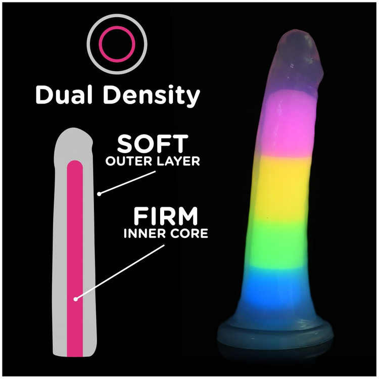 דילדו זוהר בחושך ב 3 צבעים מביתGlow-in-the-Dark Rainbow