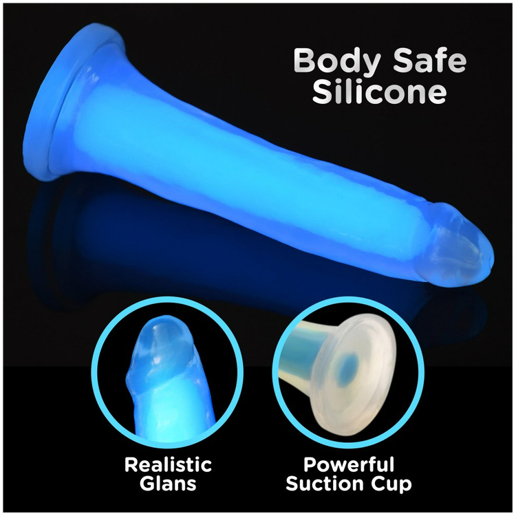דילדו זוהר בחושך כחול Glow-in-the-Dark