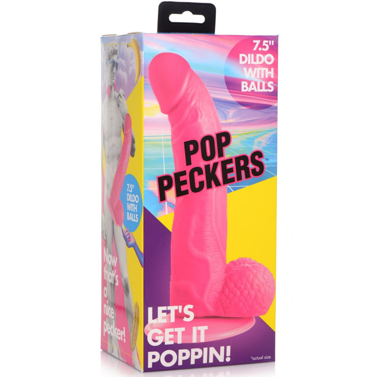 Pop Peckers דילדו ורוד מעוקל 19 ס"מ