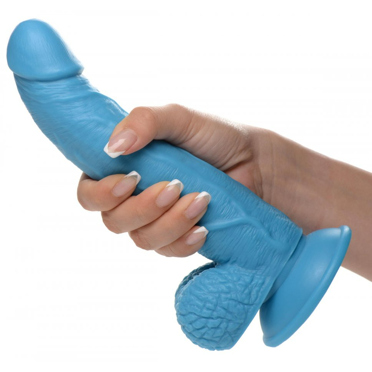 Pop Peckers דילדו כחול מעוקל 19 ס"מ