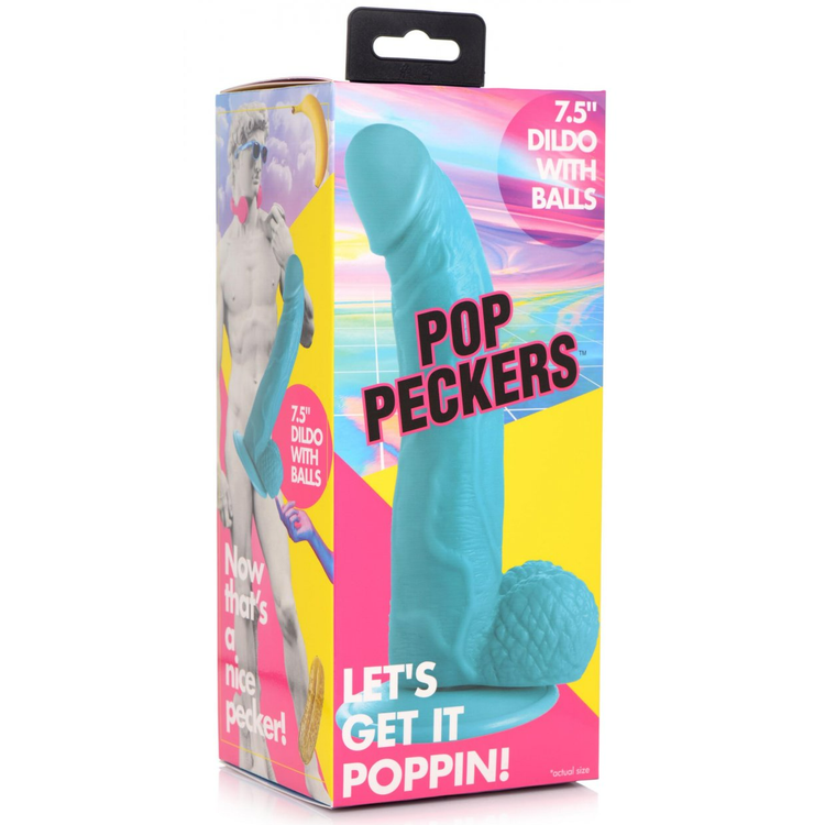 Pop Peckers דילדו כחול מעוקל 19 ס"מ