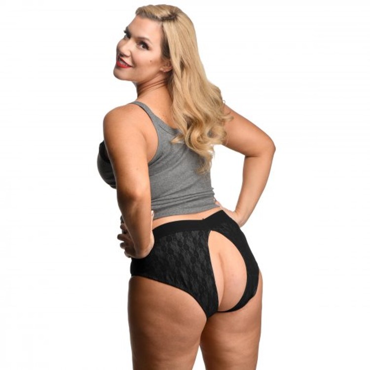 Lace Envy תחתון שחור עם תחרה לסטראפאון 2XL