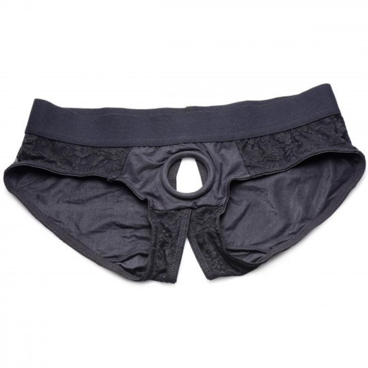 Lace Envy תחתון שחור עם תחרה לסטראפאון 2XL