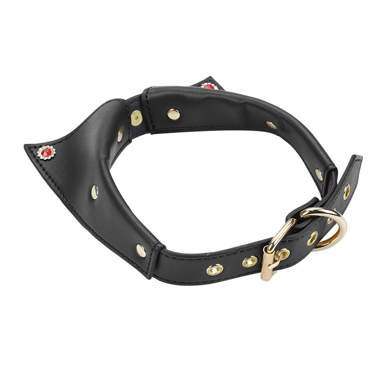 קולר צווארון דמוי עור בצבע שחור