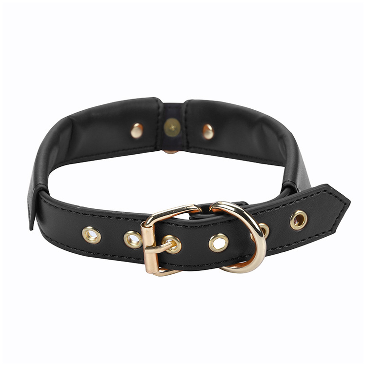 קולר צווארון דמוי עור בצבע שחור