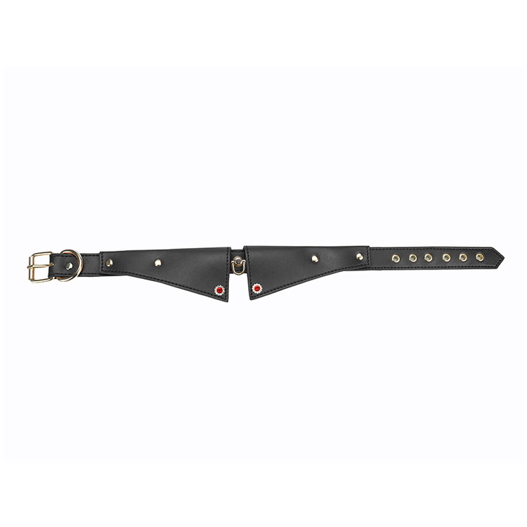 קולר צווארון דמוי עור בצבע שחור