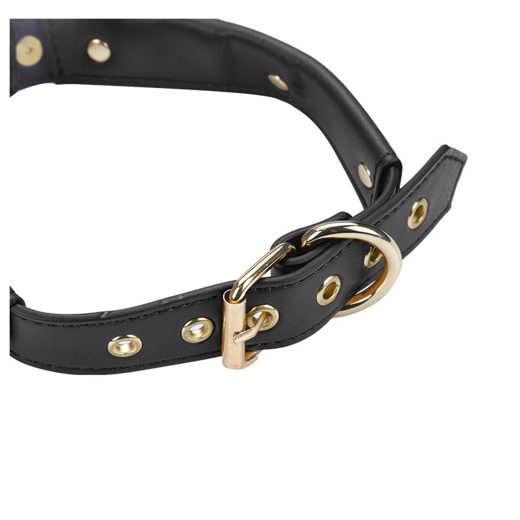 קולר צווארון דמוי עור בצבע שחור