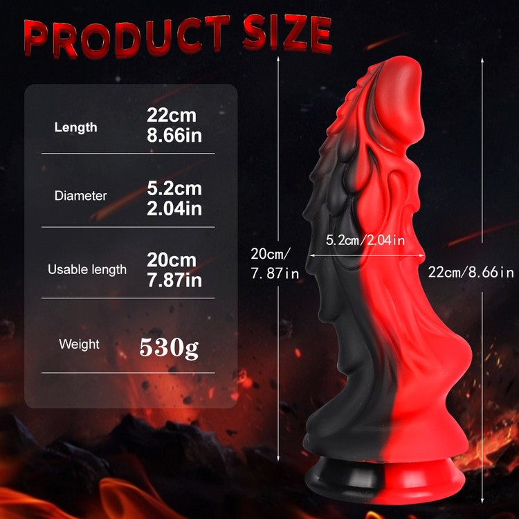 דילדו בדמוי פין דרקוני בצבע שחור אדום