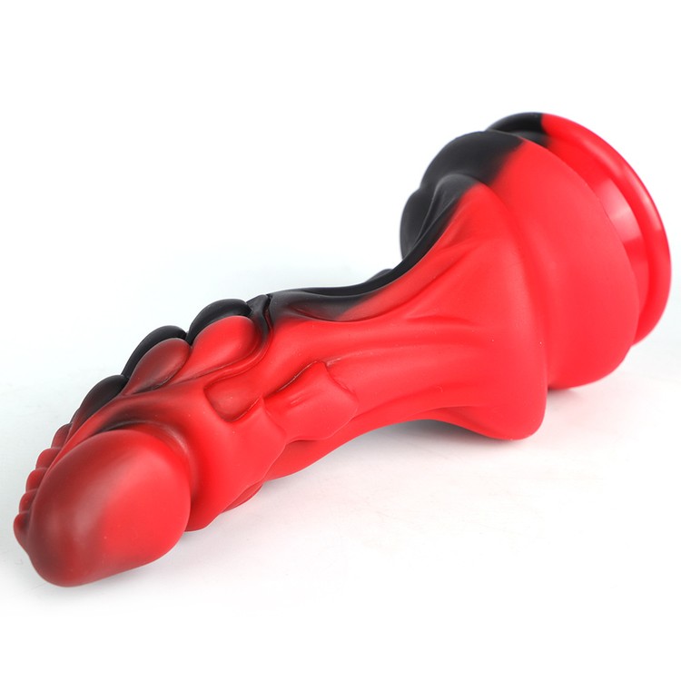 דילדו בדמוי פין דרקוני בצבע שחור אדום