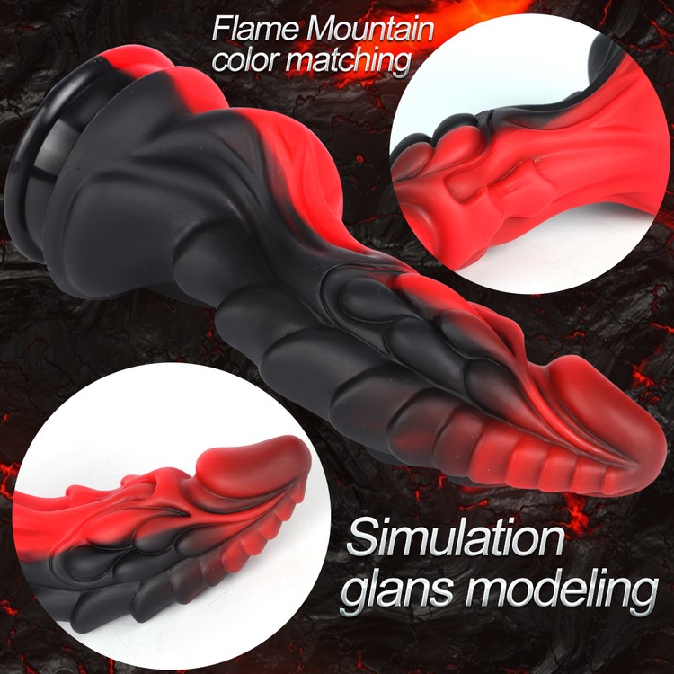 דילדו בדמוי פין דרקוני בצבע שחור אדום