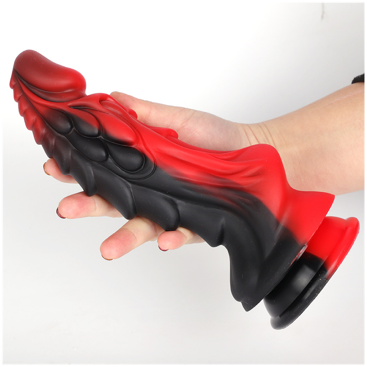 דילדו בדמוי פין דרקוני בצבע שחור אדום