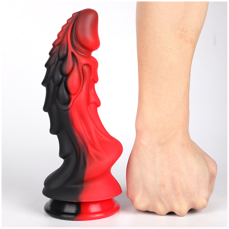 דילדו בדמוי פין דרקוני בצבע שחור אדום