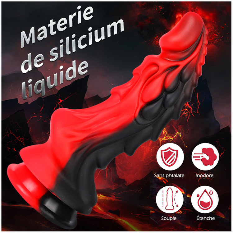 דילדו בדמוי פין דרקוני בצבע שחור אדום