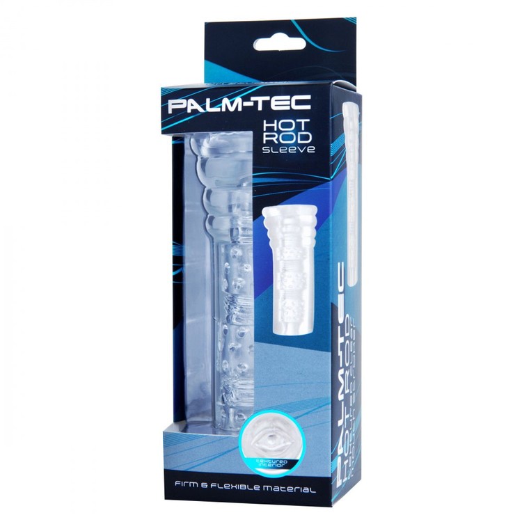 Hot Rod שרוול אוננות שקוף לגברים לתחושת מין אוראלי Palm-Tec