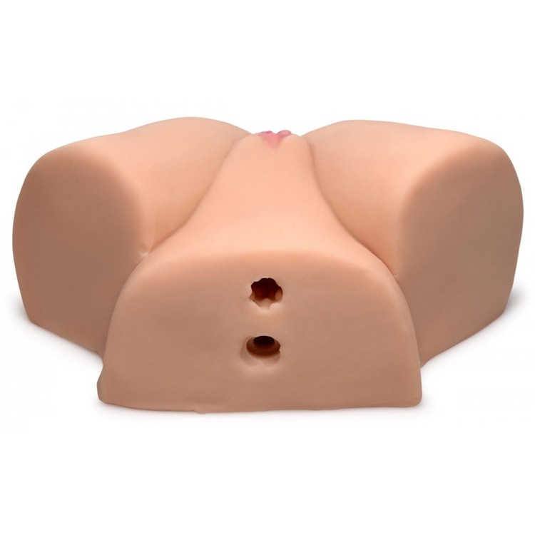 Mistress Zoe Jackhammer  מאונן רוטט לגבר בצורת ישבן עם שני חורים