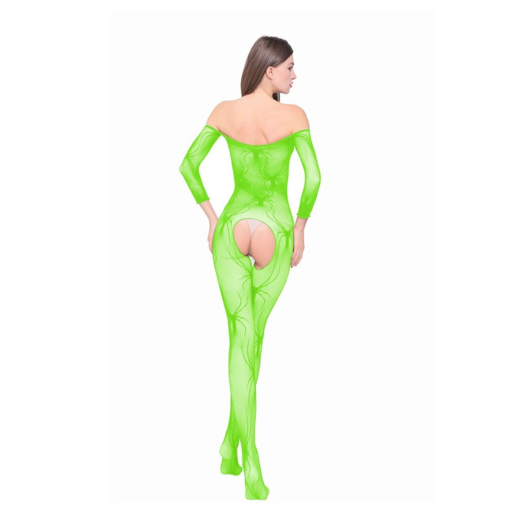 Lorenda גרביון גוף ירוק עם עכבישים