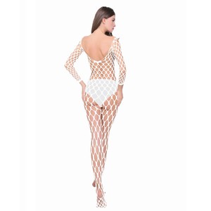 Diorela Sexy Bodystocking with Large Holes - White