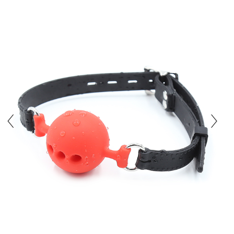 מחסום פה קלאסי סילקון אדום-שחור למשחקי שליטה Naughty Toys