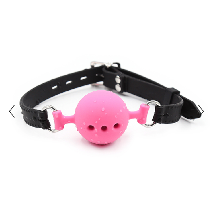 גאג סילקון ורוד נאון-שחור עם חורי נשימה Naughty Toys