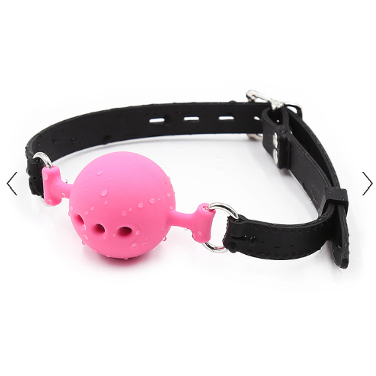 גאג סילקון ורוד נאון-שחור עם חורי נשימה Naughty Toys