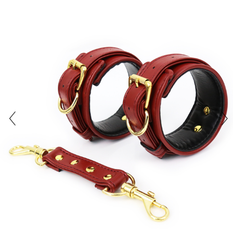 אזיקים לידיים בעיצוב אדום-זהב אלגנטי Naughty Toys