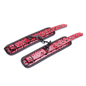 Naughty Toys Glossy Red Textured Bondage Handcuffs