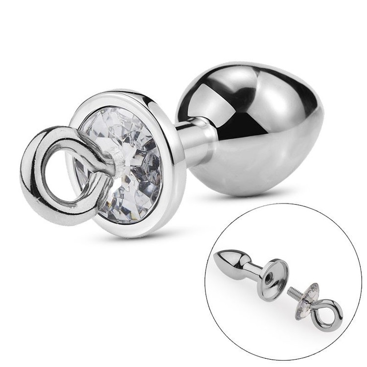 פלאג אנאלי מתכת עם בסיס שקוף ולולאה