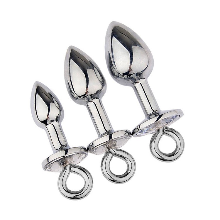 פלאג אנאלי מתכת עם בסיס שקוף ולולאה