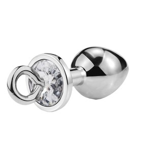 Metal Butt Plug with Ring and Clear Base
