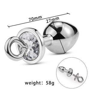 Metal Butt Plug with Ring and Clear Base