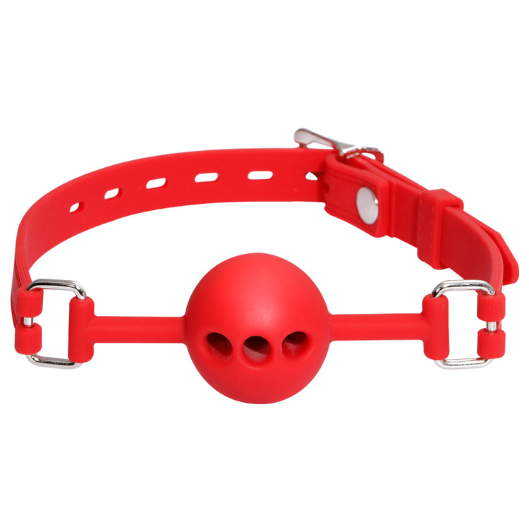 מחסום פה סיליקון אדום עם חורי נשימה