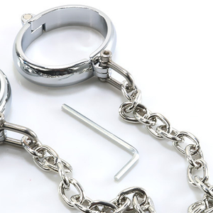 Large Metal BDSM Handcuffs with Chain