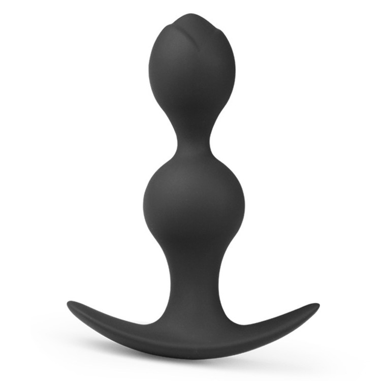 Double Ball פלאג אנאלי סיליקון דו-כדורי שחור