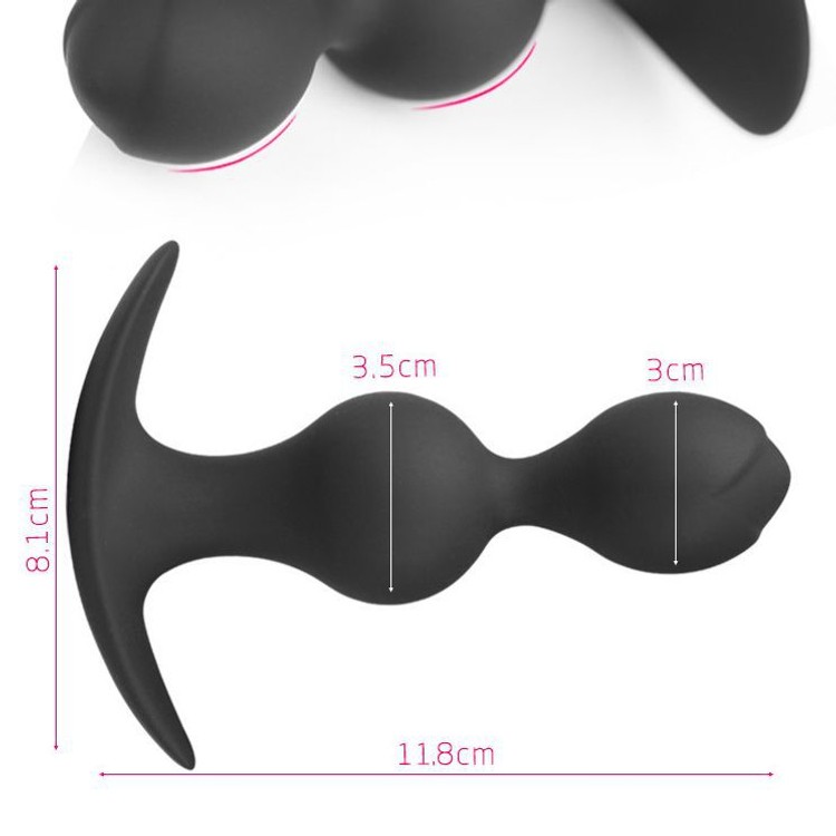 Double Ball פלאג אנאלי סיליקון דו-כדורי שחור