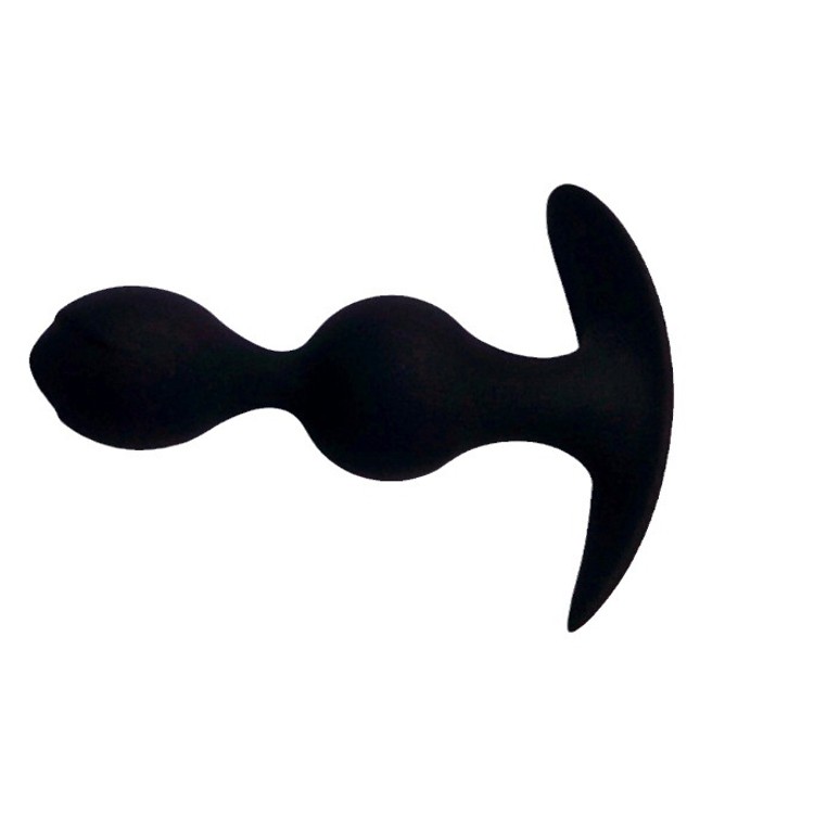 Double Ball פלאג אנאלי סיליקון דו-כדורי שחור